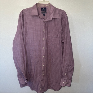 Stafford Dress Travel Shirt‎ Adult 18 36/37 Checkered Long Sleeve Button Up Mens